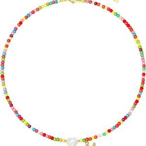 MJartoria Initial Necklaces for Women Girls, Colorful Beaded Necklace